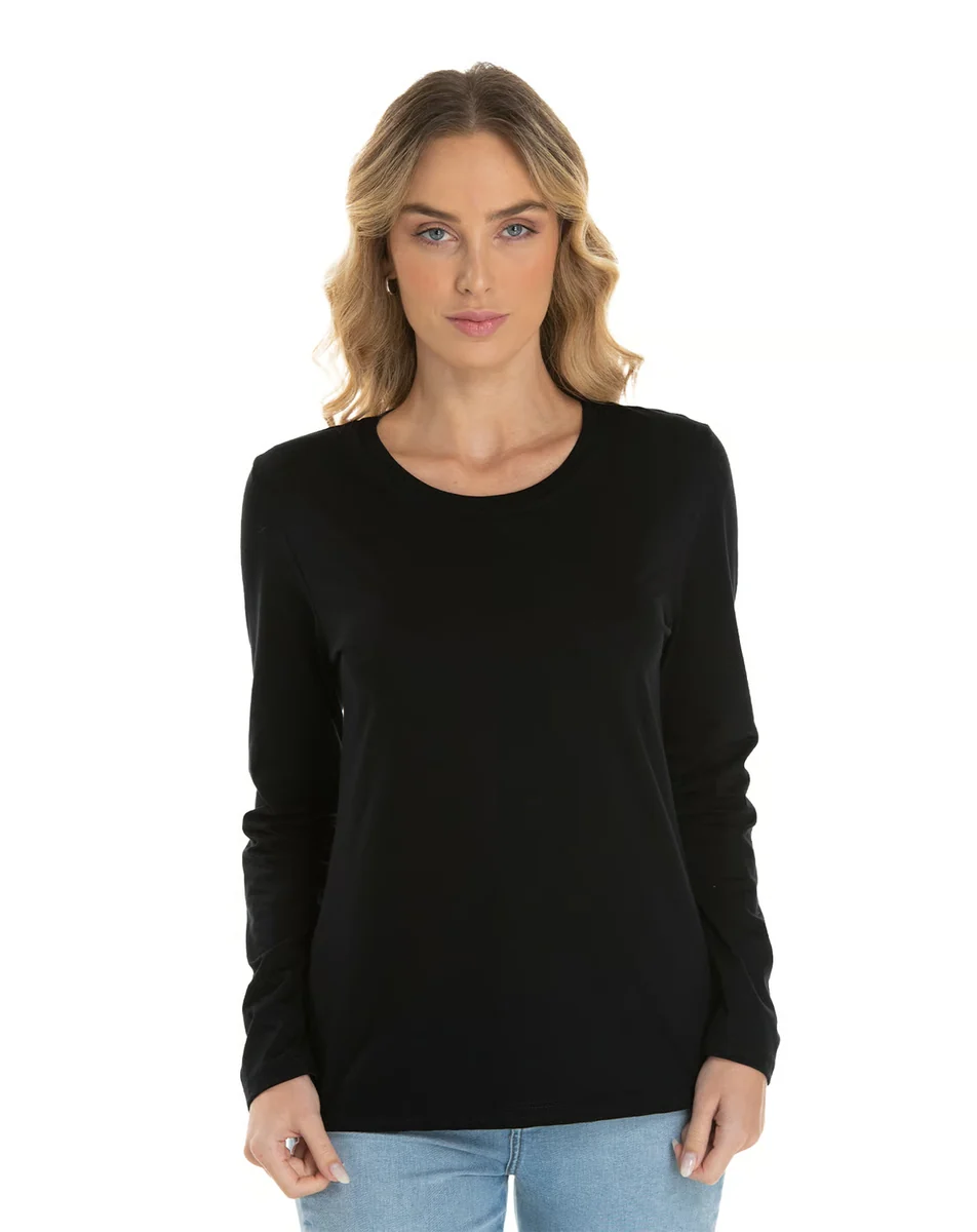 Camiseta Feminina Manga Longa de Algodão Premium